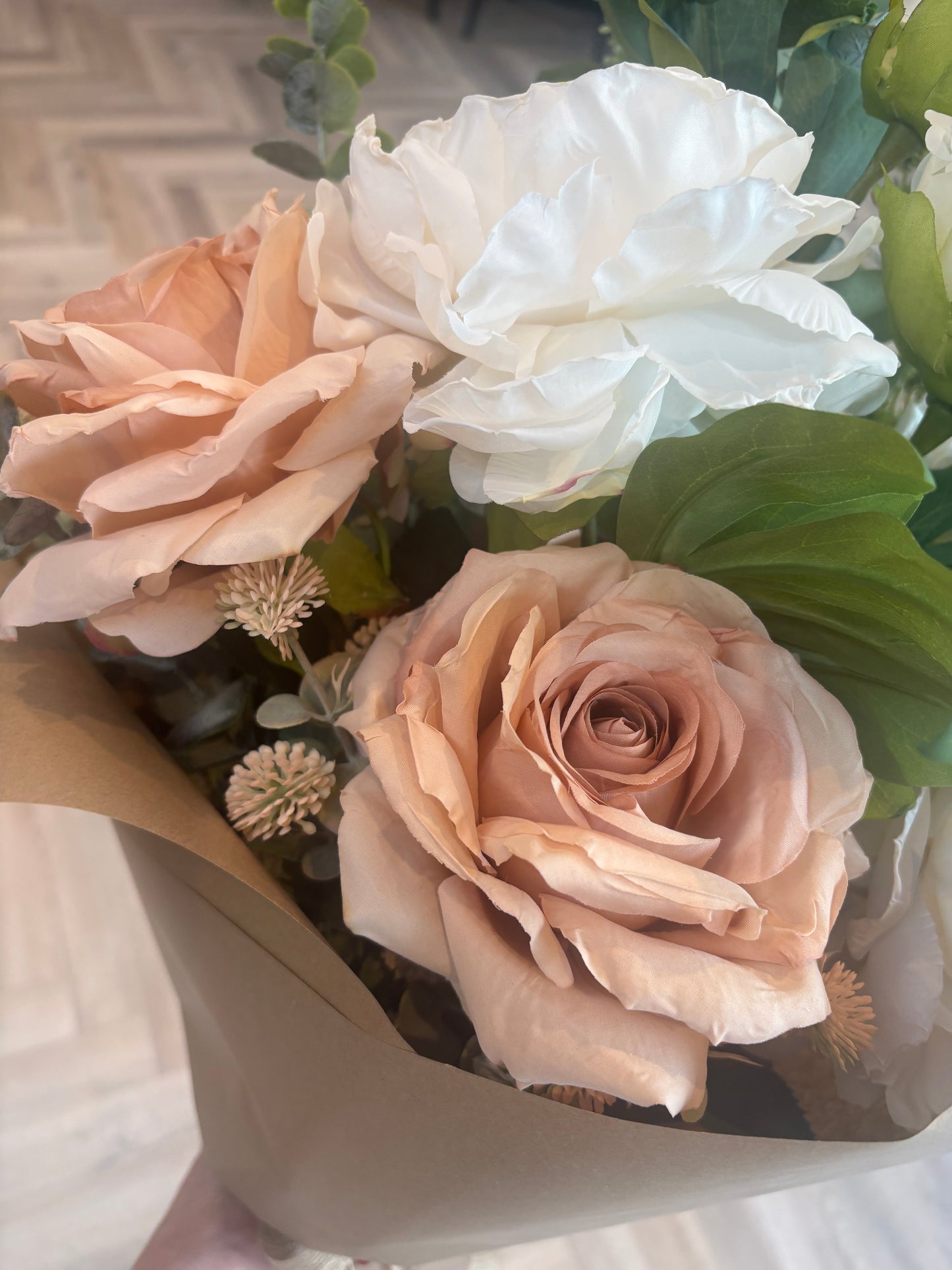 Peony and blush rose bouquet