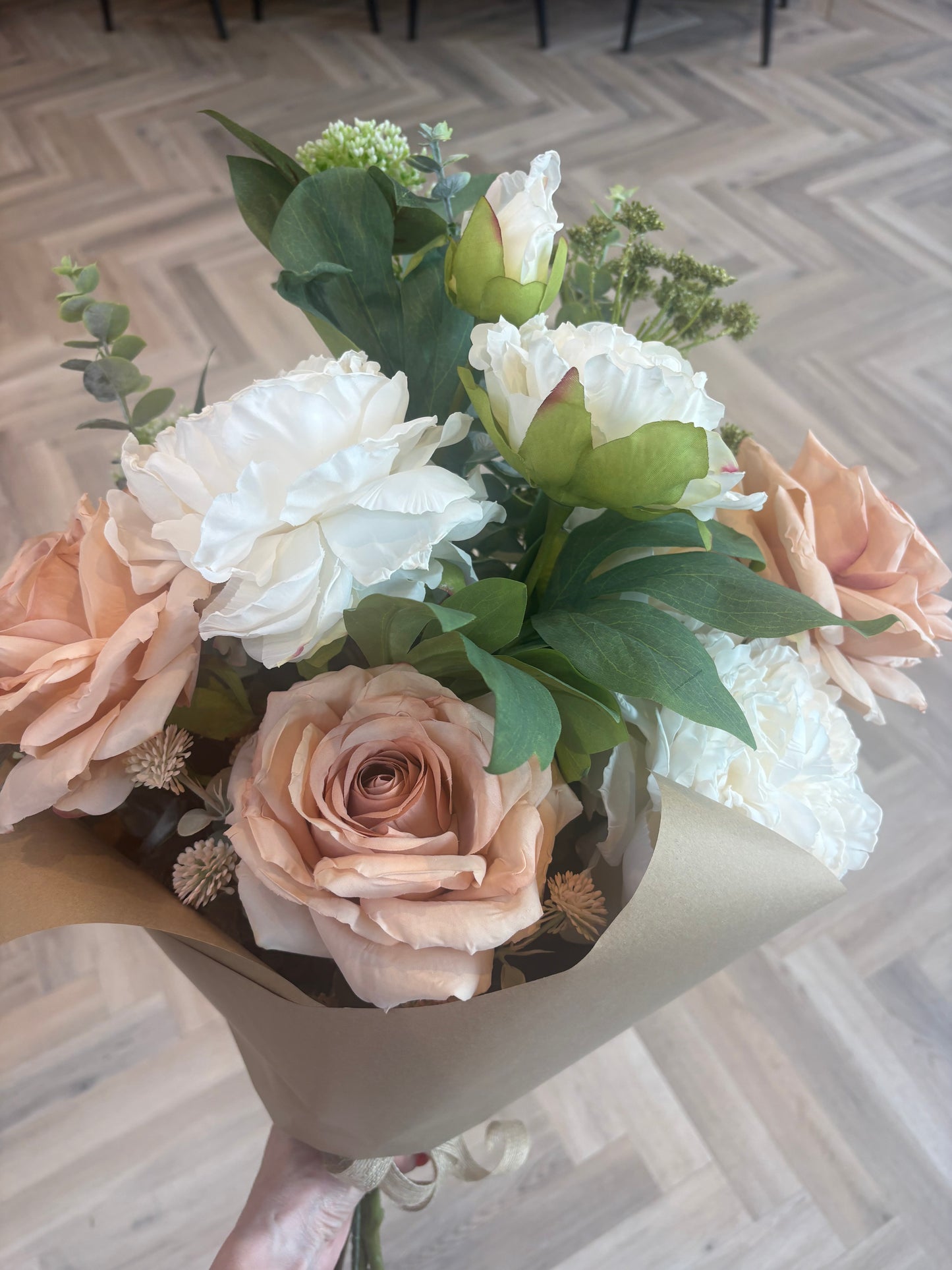 Peony and blush rose bouquet