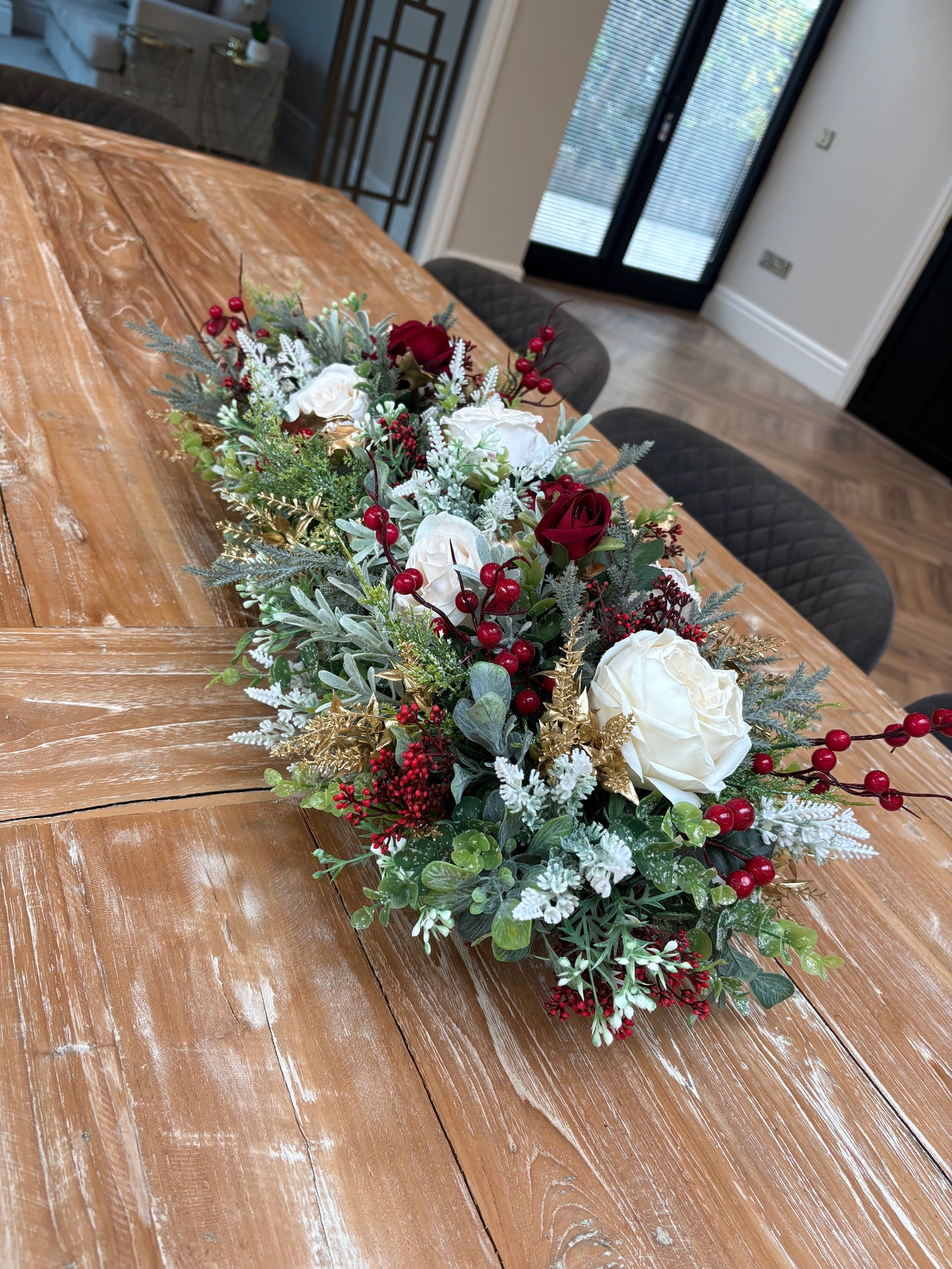 Red and Gold table centrepiece