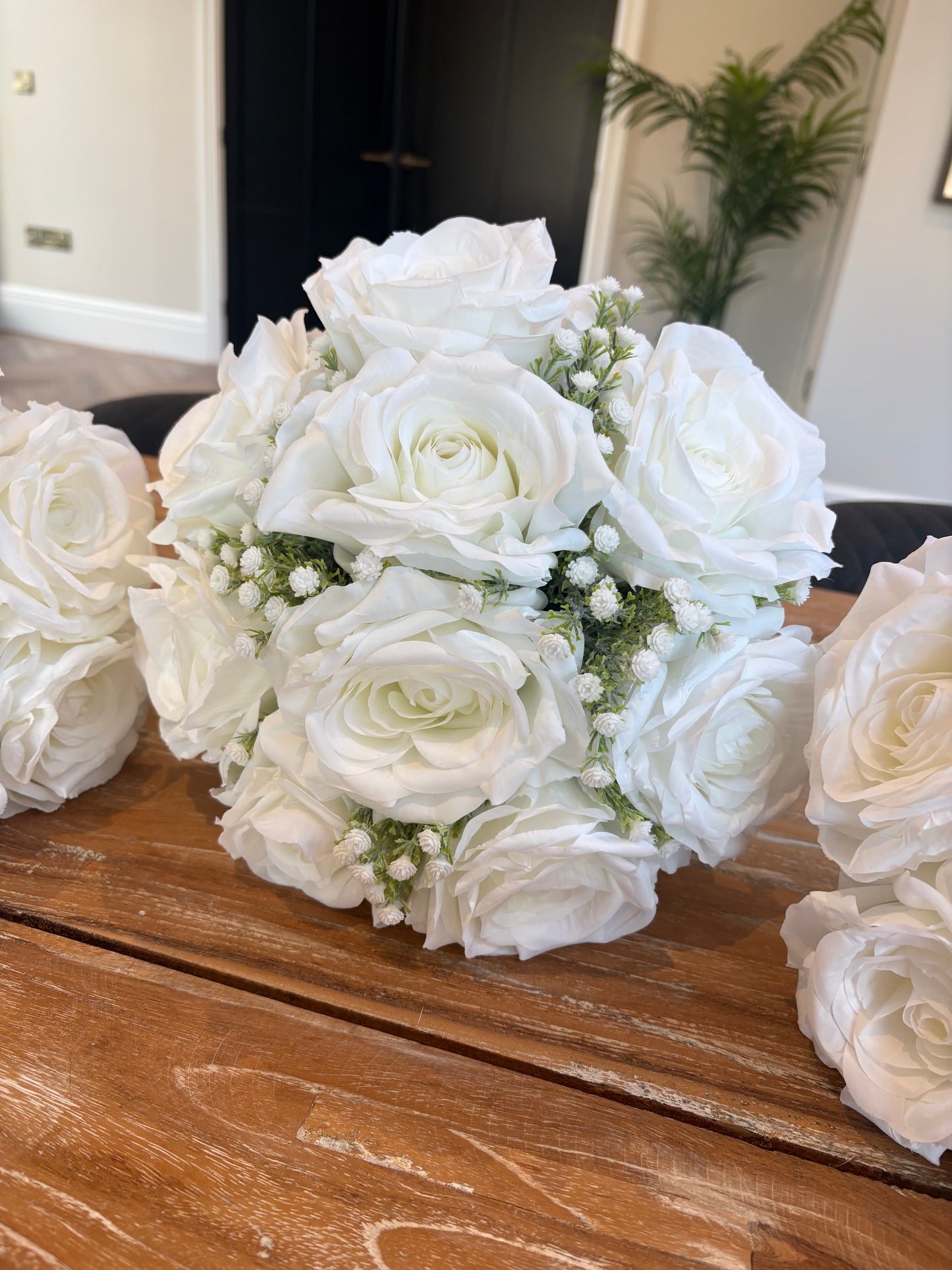 White rose and gypsophila Bridal Bouquet