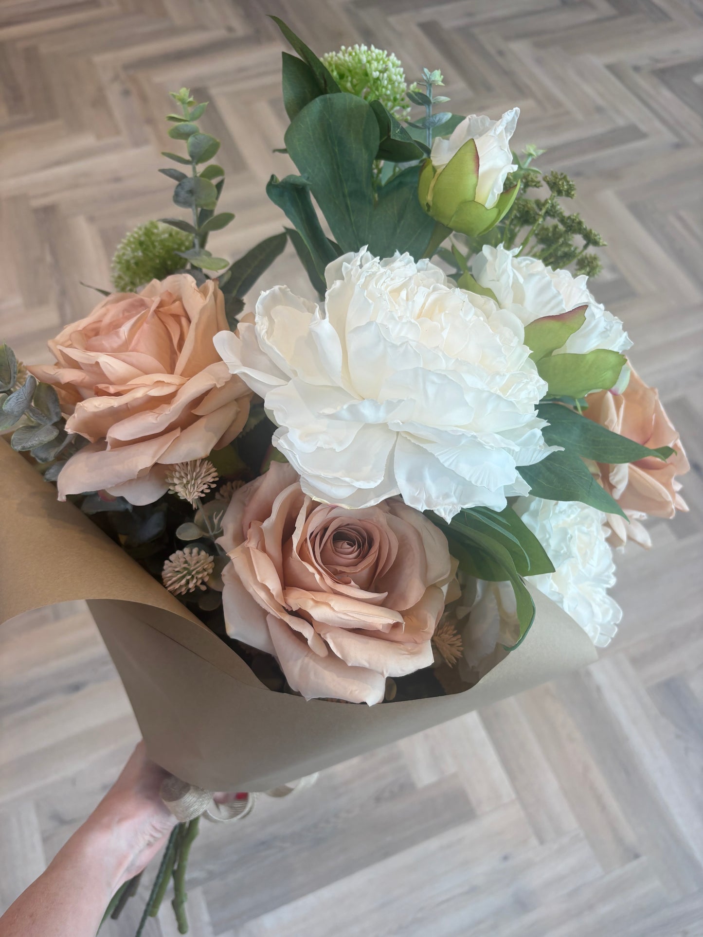 Peony and blush rose bouquet