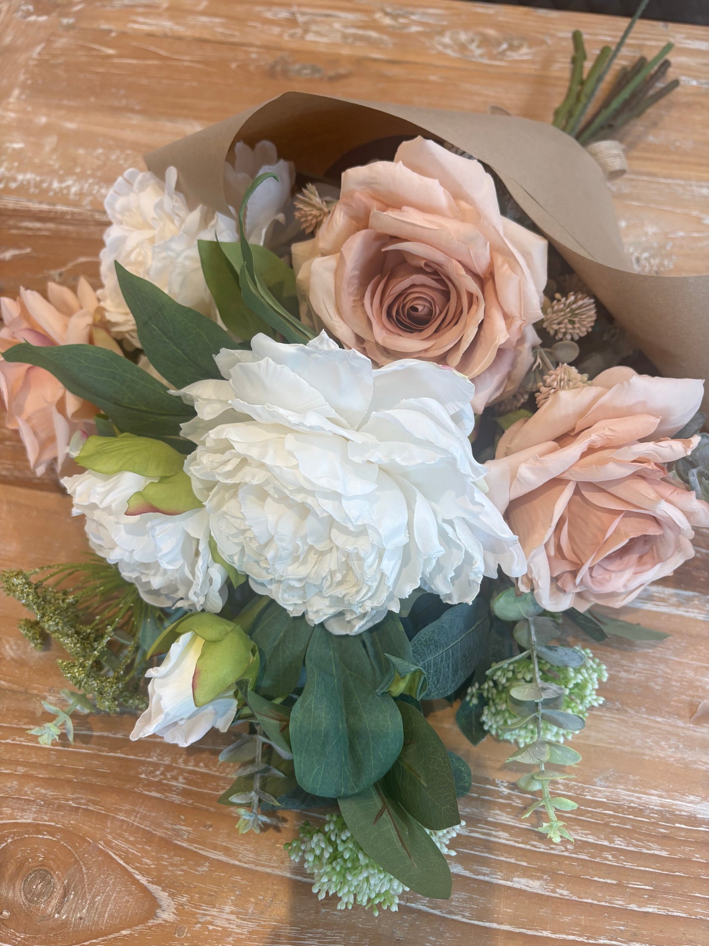 Peony and blush rose bouquet