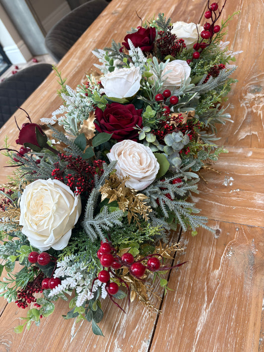 Red and Gold table centrepiece