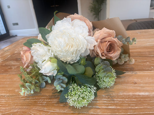 Peony and blush rose bouquet