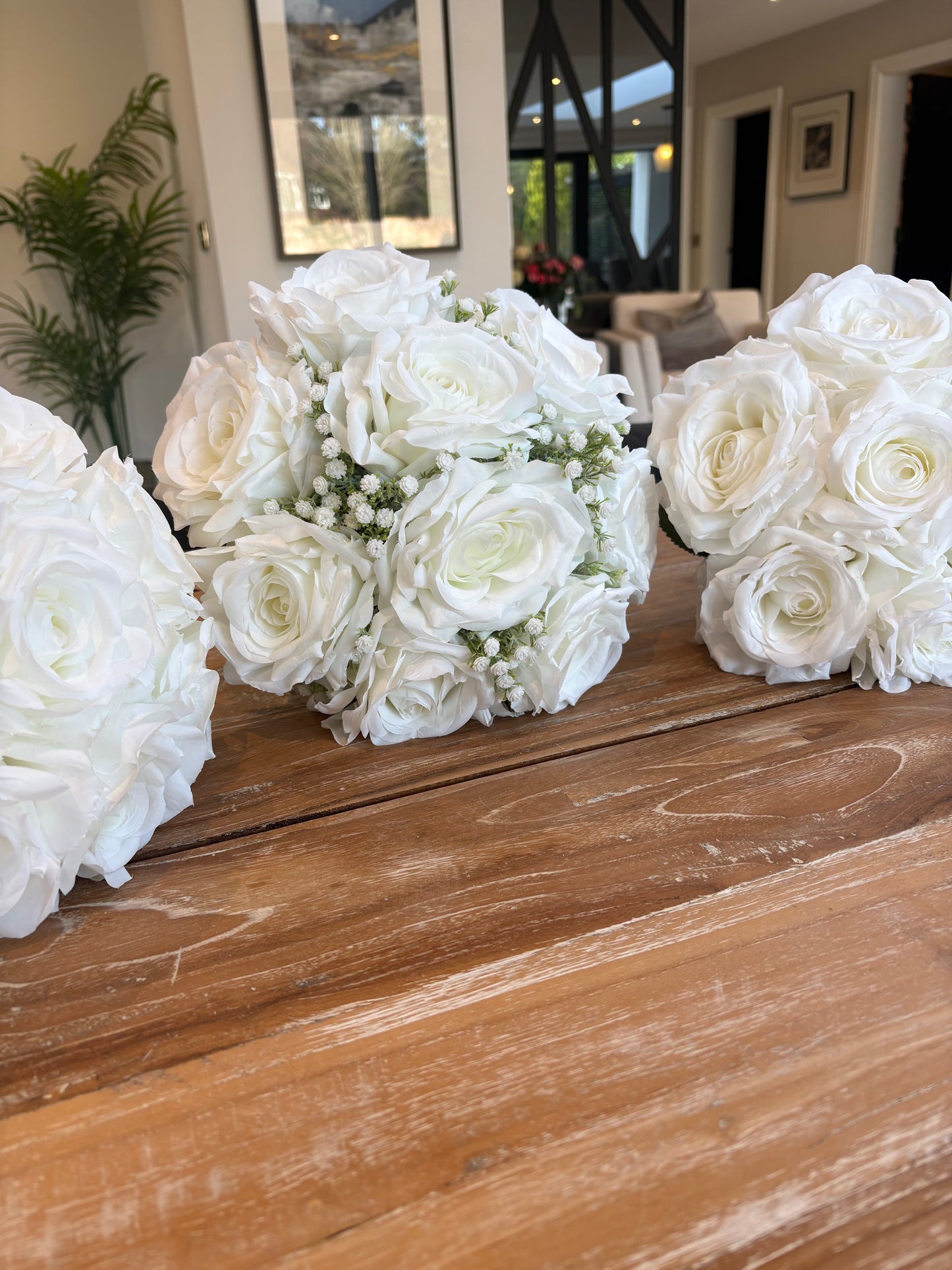 White rose and gypsophila Bridal Bouquet