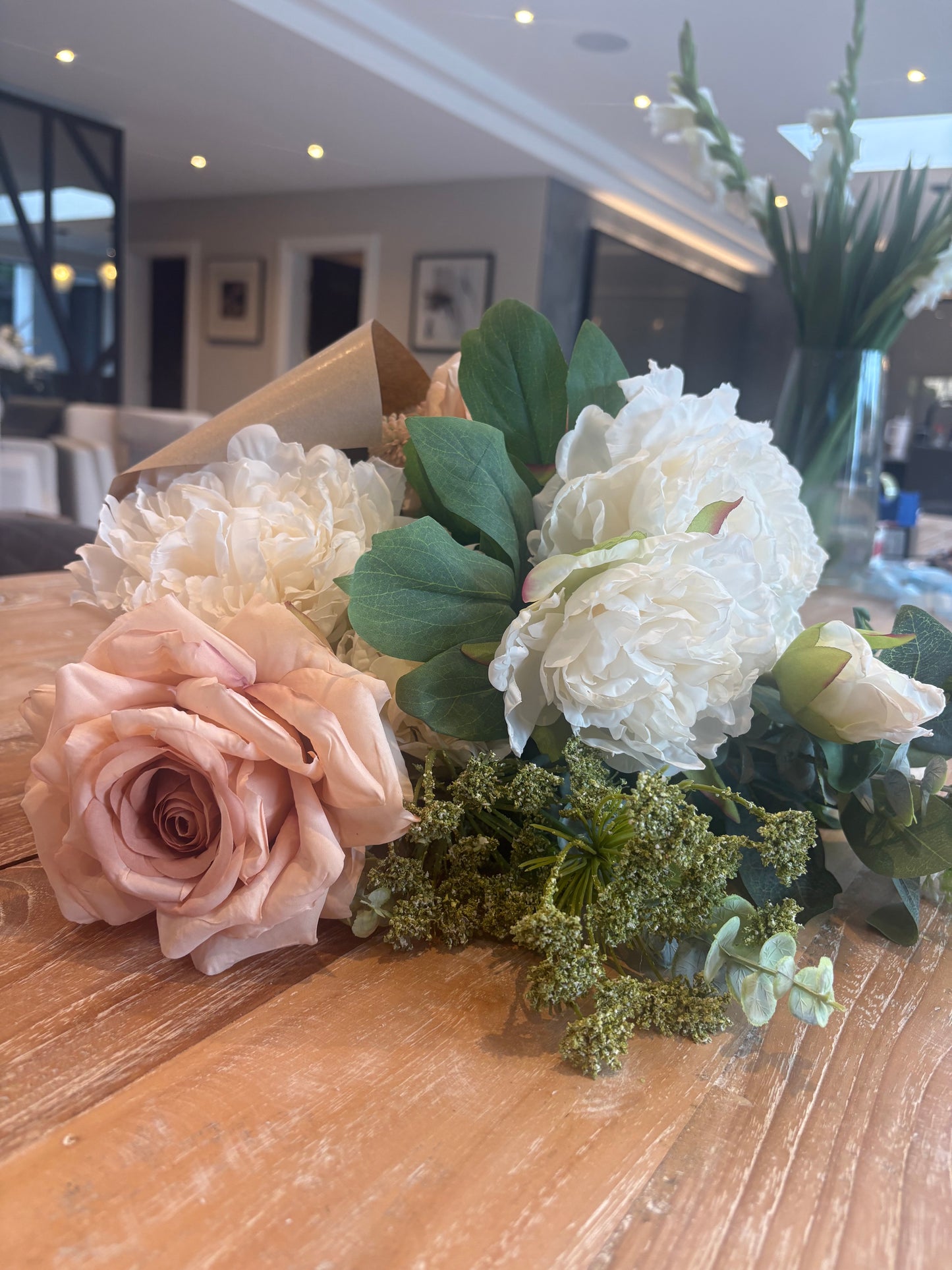Peony and blush rose bouquet